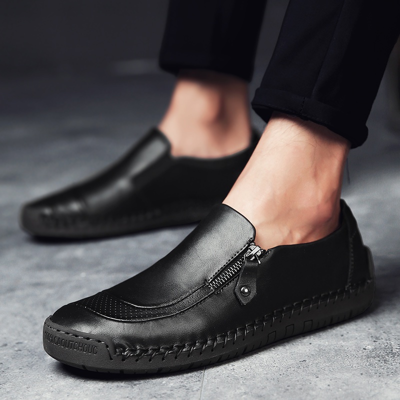 Sepatu Slip On Loafer Pria Casual Slop Resleting Kantor Kulit Asli Original Santai Formal Kerja Sepatu Santai Keren 014