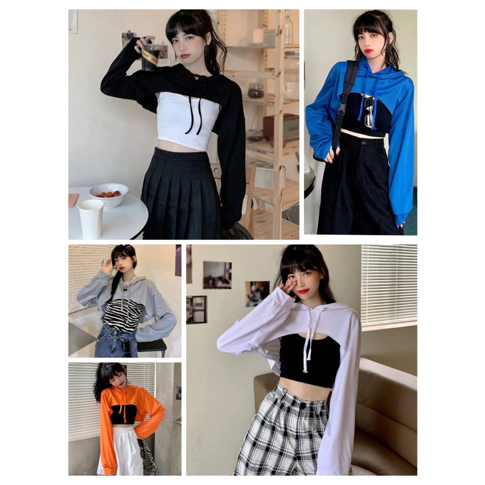 HUM - ZEC Long Bolero Super Crop Hoodie /  Izanit Hoodie Crop Top