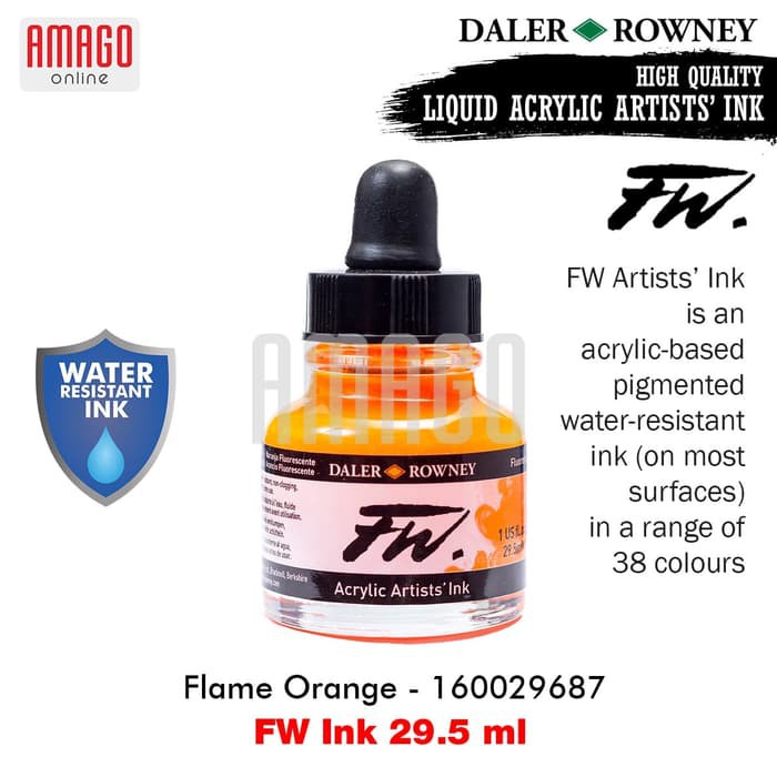 

DALER-ROWNEY - FW Ink 29.5 ml - Acrylic Artists Ink - Cat Akrilik - Flame Orange - 160029687