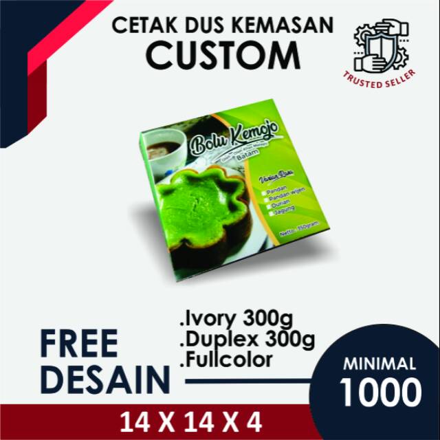 

(MINIM ORDER 500 PCS) 14x14x4CM CETAK COSTUM DUS BOX KEMASAN MAKANAN DUPLEX 300G