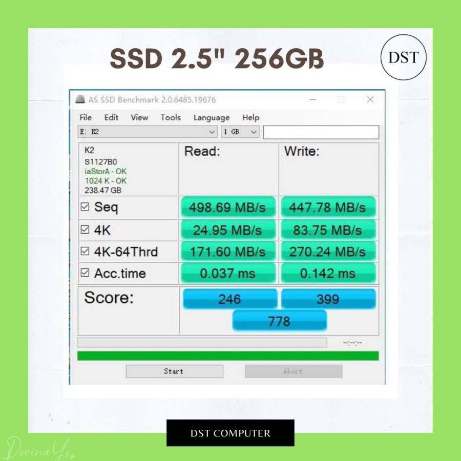 SSD 256GB Merk DST 2.5&quot;mm SATA III 6GB/S + KABEL SATA