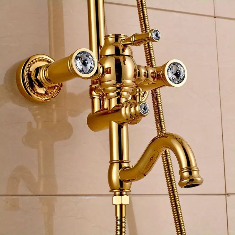 Shower tiang FSD GOLD / ROSE GOLD Coulomn set panas dingin emas kran tiang klasik