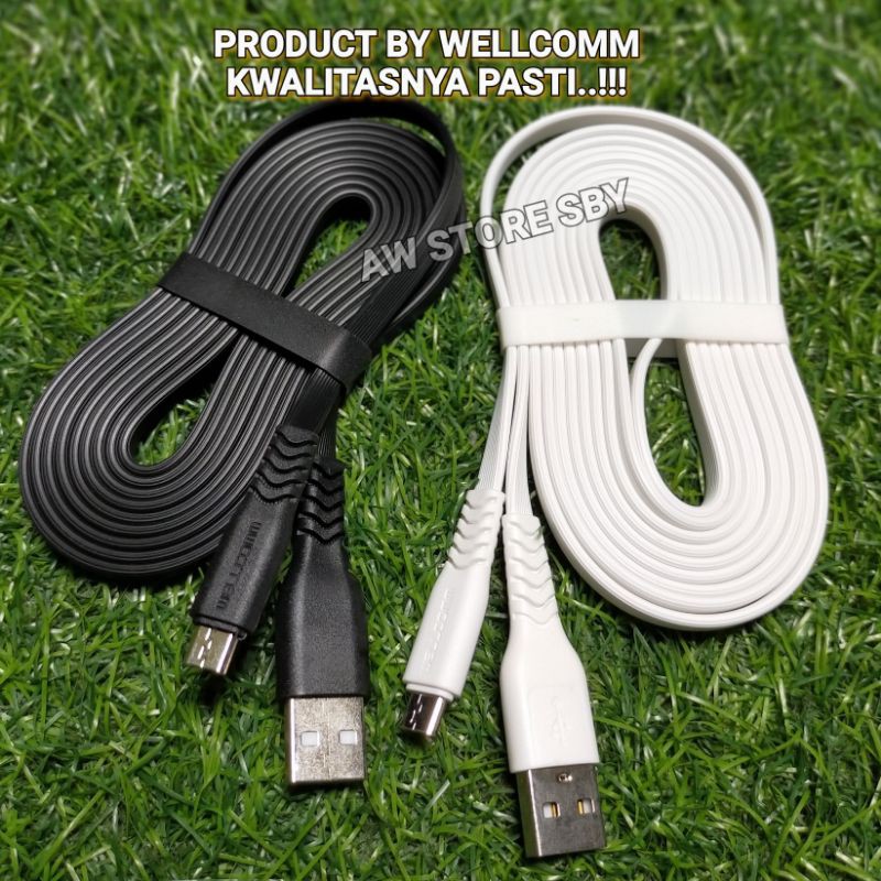 Kabel data Micro usb 1,5 meter dan 2 meter ORIGINAL WELLCOMM fast charger Micro