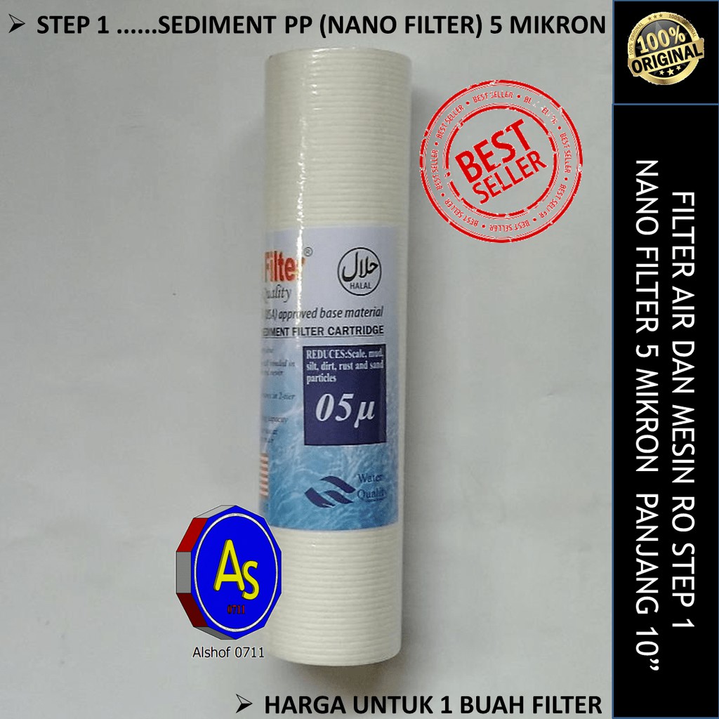 Cartridge sediment spun Nano filter 05 mikron panjang 10 inch filter air dan mesin RO step 1