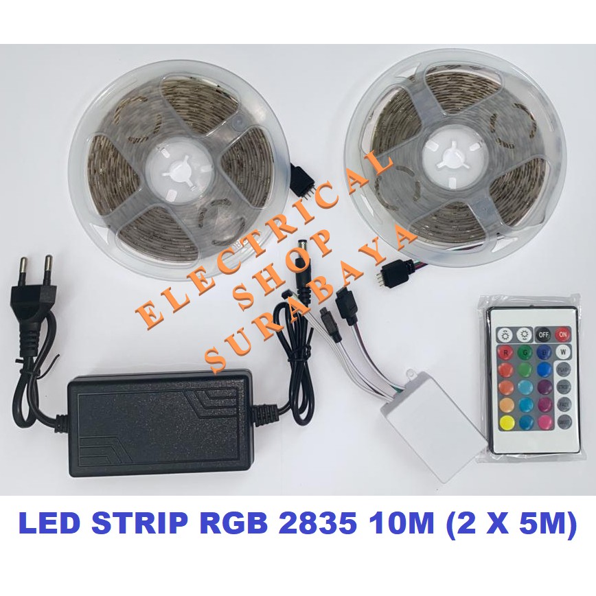 LED STRIP RGB 2835 5050 10M 5M (GROSIR) REMOTE ADAPTOR CONTROLLER SET LAMPU SELANG WARNA WARNI 3528