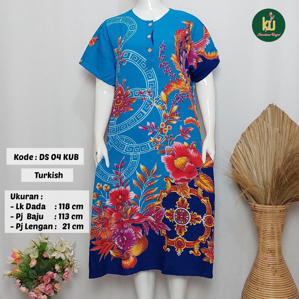 COD DS04 KUB | Daster Batik Kencana Ungu Asli Label Biru Uk. Jumbo LD 120 cm | Baju Santai Tidur Wanita Dewasa Kancing Depan Busui Friendly Motif Terbaru-Turkish F