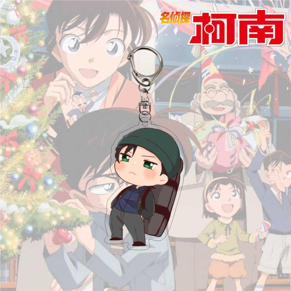 QUINTON Conan Gantungan Kunci Untuk Hadiah Anak Miniatur Detektif Conan Scultures Darah Panas Anime Key Ring