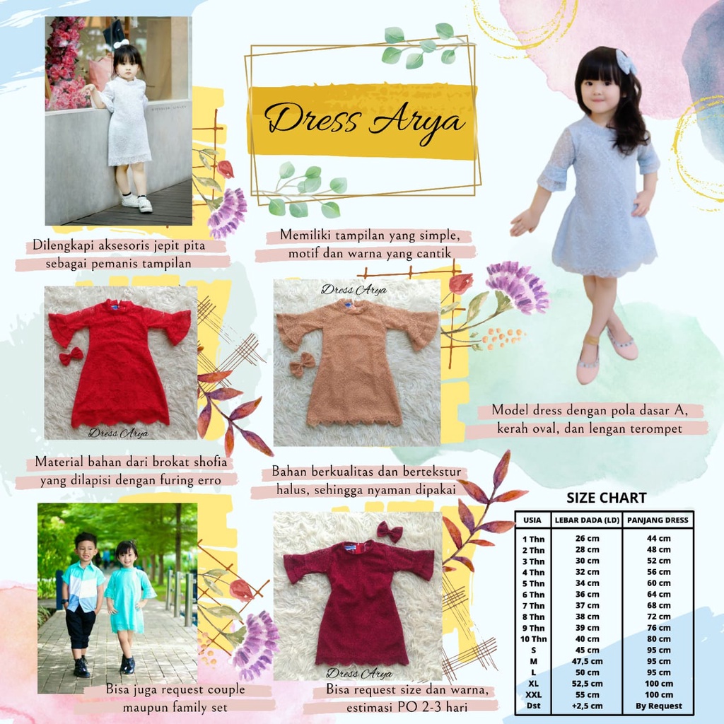 Dress Arya | Dress Anak | Dress Dewasa | Dress Couple | Dress Brokat | Dress Brukat | Baju Unik | Baju Anak Unik