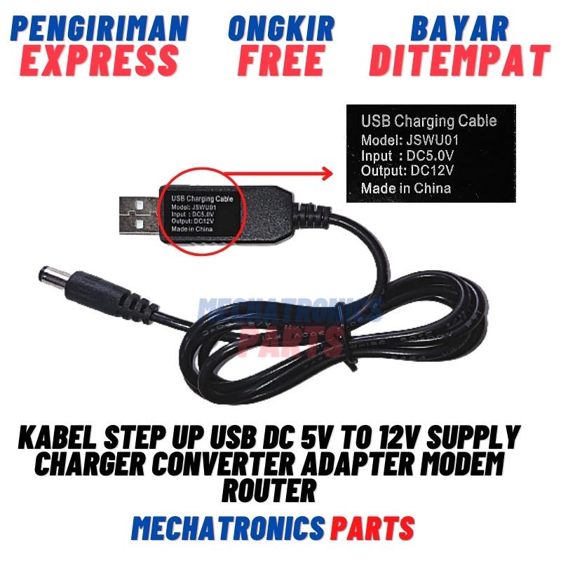 Kabel Step UP USB DC 5V to 9V, 5V to 12V Supply Charger Converter Adapter Modem Router