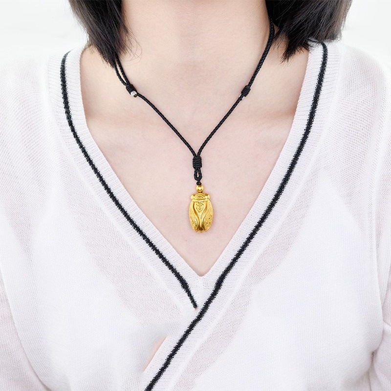 [Ready Stock]Fashion Gold Plated Personalized Insect Golden Cicada Pendant Necklace