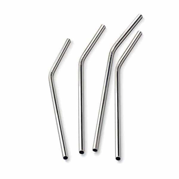 Sedotan Besi Stainless Steel Straw Model Lurus / Lengkung Sedotan Anti Karat Silver Sedotan Minuman