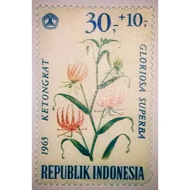 

Perangko RI tahun 1965 bunga Ketongkat Gloriosa Superba nilai 30+10sen