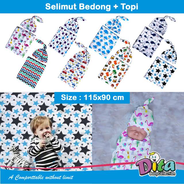 Bedong segi empat Dita /bedong motif/bedong bayi/bedong instan