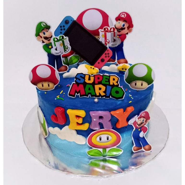 

kue ulang tahun Super Mario - Mario bross / kue ultah / kue hbd / kue tart / kue online / kue karakter / kue custom / kue korea / kue ultah korea / mini cake / kue blackforest / buttercream / whippcream / fondant / red velvet / topper / custom / request