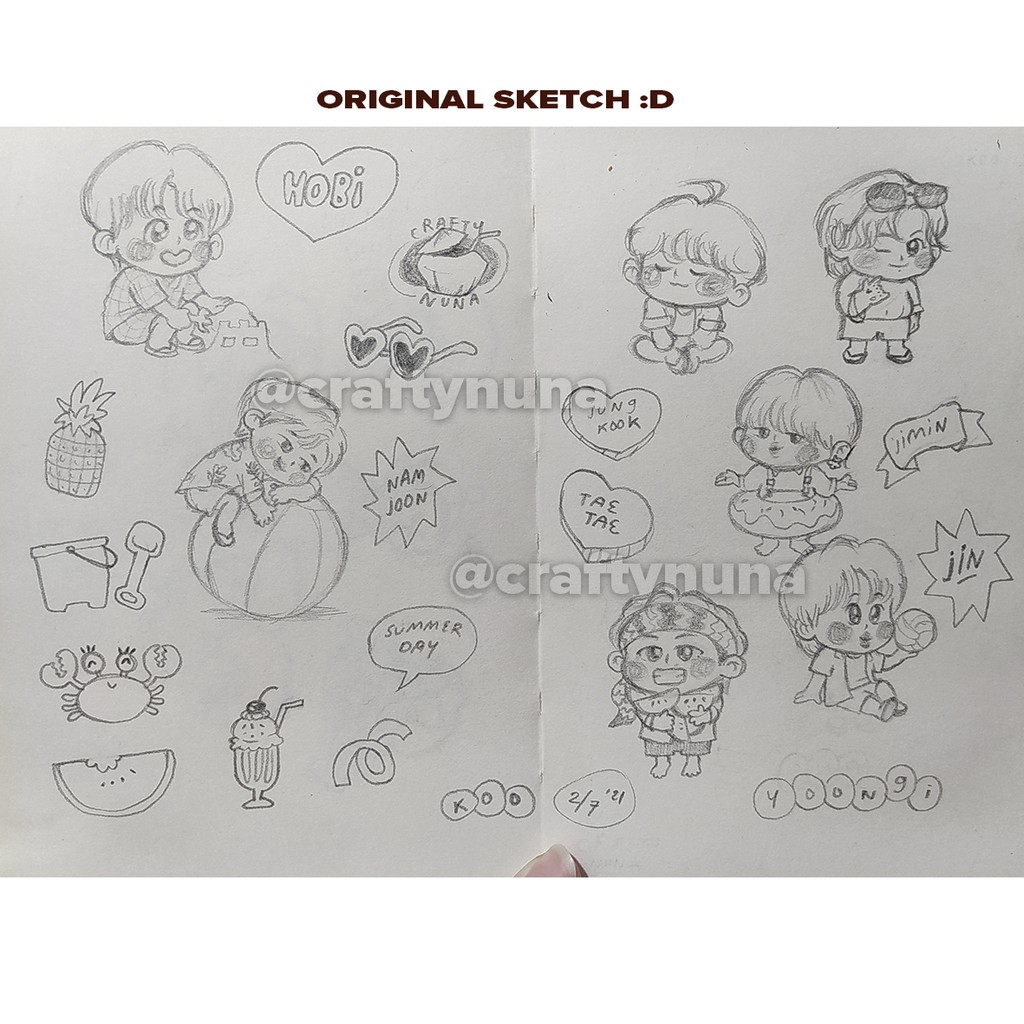 (BT-018) BTS BUTTER CONCEPT VER 4 FANART by Crafty Nuna beach fan art sticker set stiker deco summer cute kpop