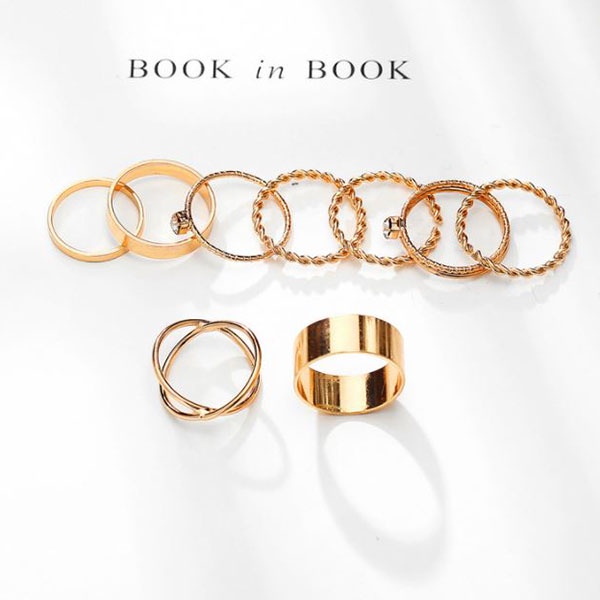 cincin set 9pcs creatuve geometric set rings jci076(1H3)