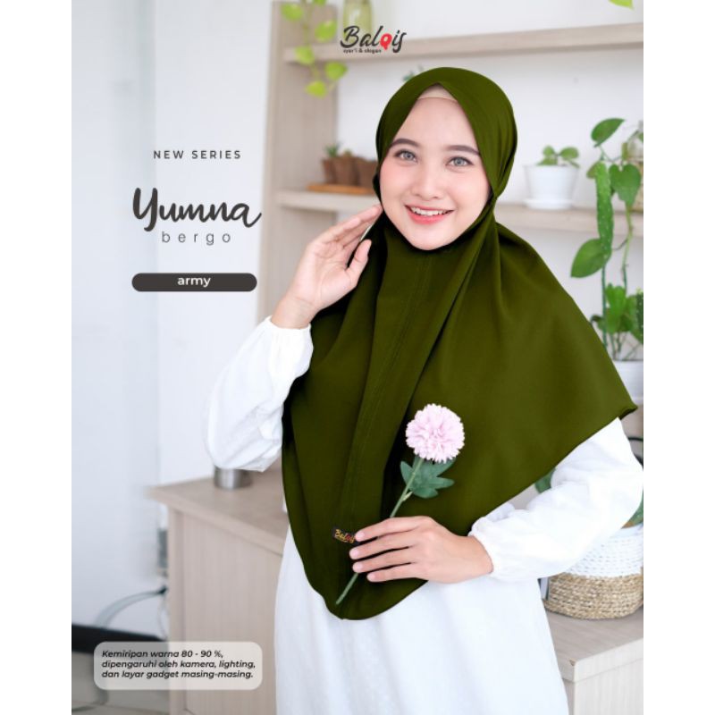 Bergo yumna ori balqis bahan diamond strech-Army
