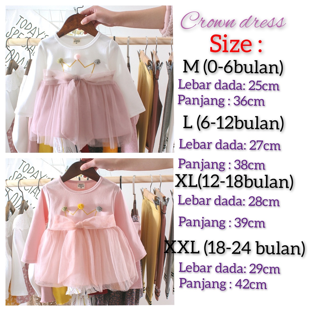 Dress Bayi Balita 601 Dress Pesta Bayi Perempuan Import