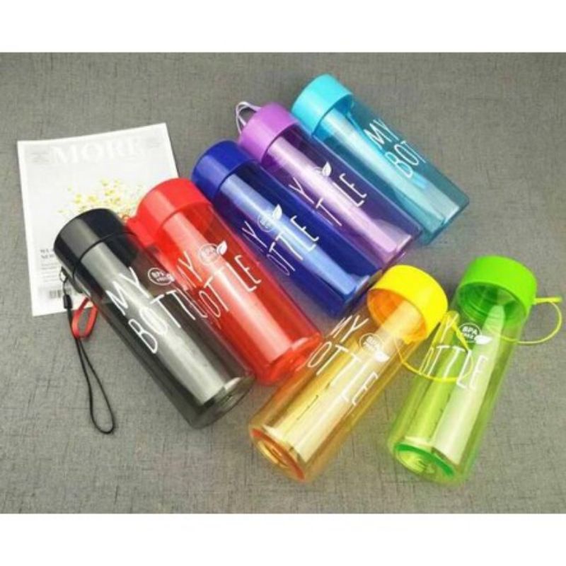 Botol Minuman My Bottle Transparan Busa GRATIS Pouch/Sarung Botol 500ml - My Bottle Transparan Isi Pouch 500ml