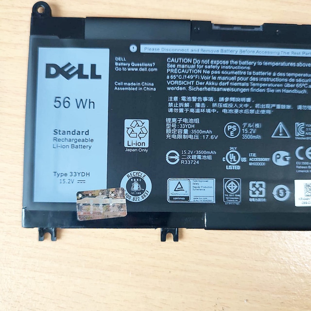 Baterai Dell Inspiron 13 7353 Dell Inspiron 15 7577 33YDH 99NF2 PVHT1 Dell Inspiron 17 7000 7773 7778 7779 Dell G3 15 3579 Dell G3 17 3779 Dell G5 15 5587 Dell G7 15 7588 Dell Latitude 15 3590 Dell Vostro 15 7570 7580