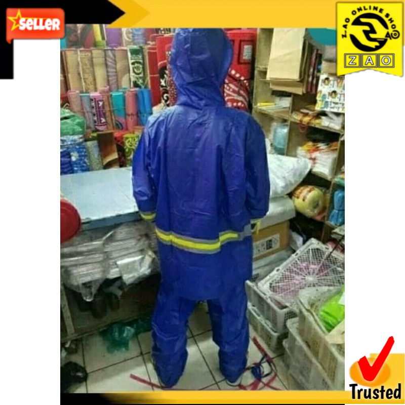 jas hujan setelan jaket celana Reflekta elephant gajah biru dan hitam