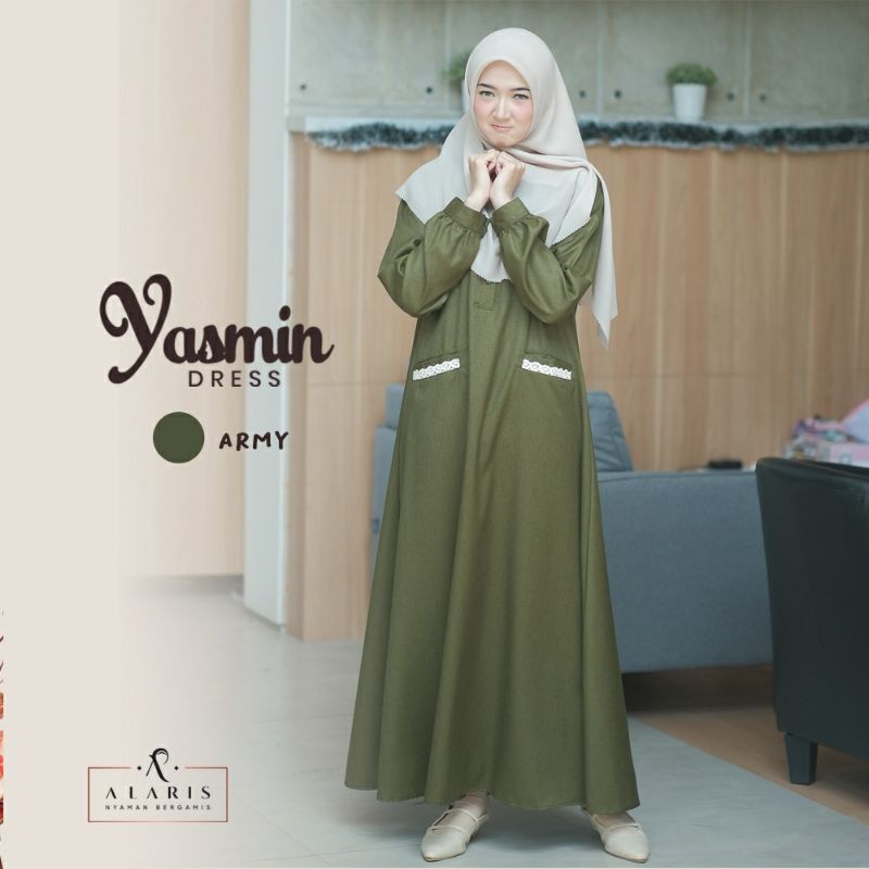 Yasmin Dress Gamis Renda Gamis Katun Gamis Murah Bisa COD Dress Muslimah Cantik Gamis Casual-4