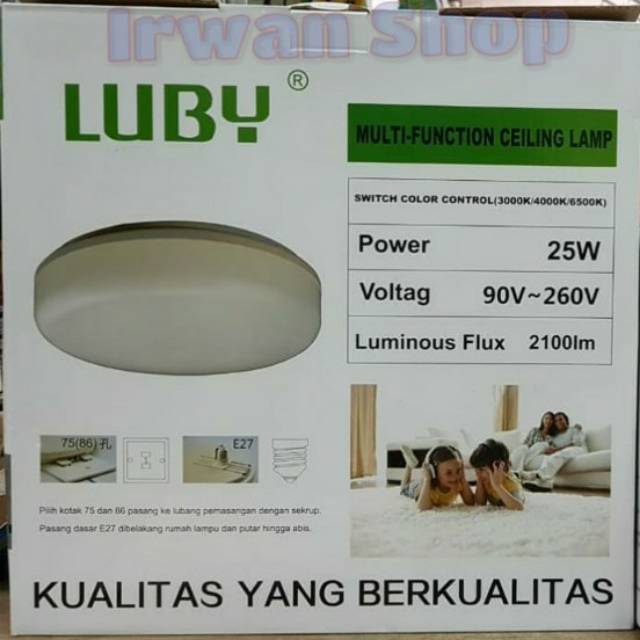 Lampu Luby Ceiling Lamp 25 Watt Remot L3C25R 3 Warna Dimmer / Lampu Remote Luby