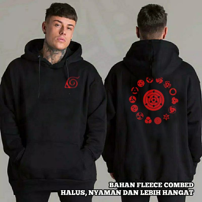 S - XXXXXL(6XL) JAKET ANIME HOODIE NARUTO UCHIHA SARINGGAN SASUKE BIG SIZE JUMBO ALLSIZE PRIA WANITA