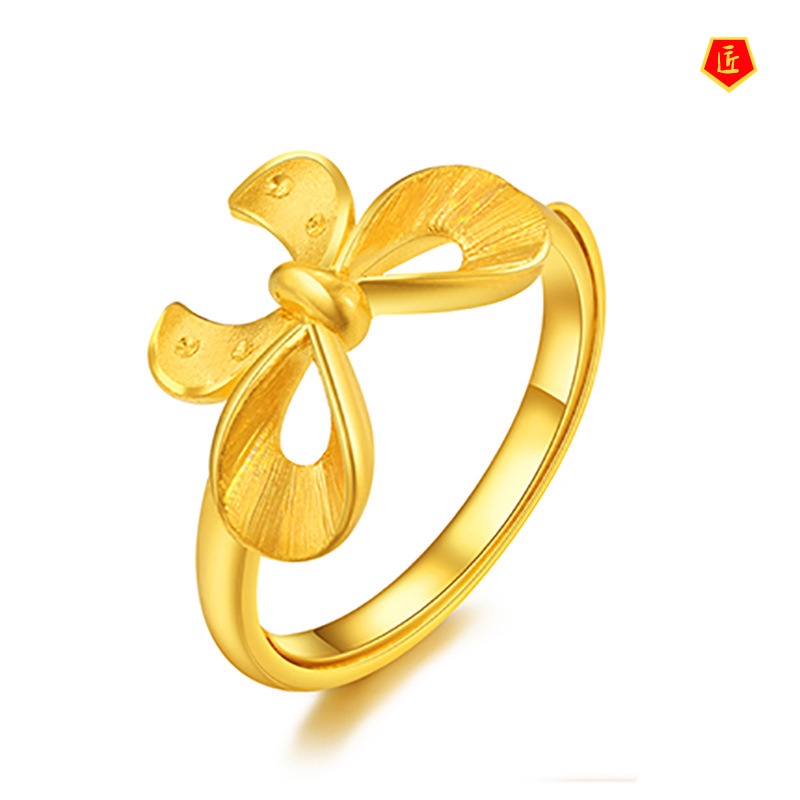 [Ready Stock]Elegant Golden Bow Ring Fashion Personality