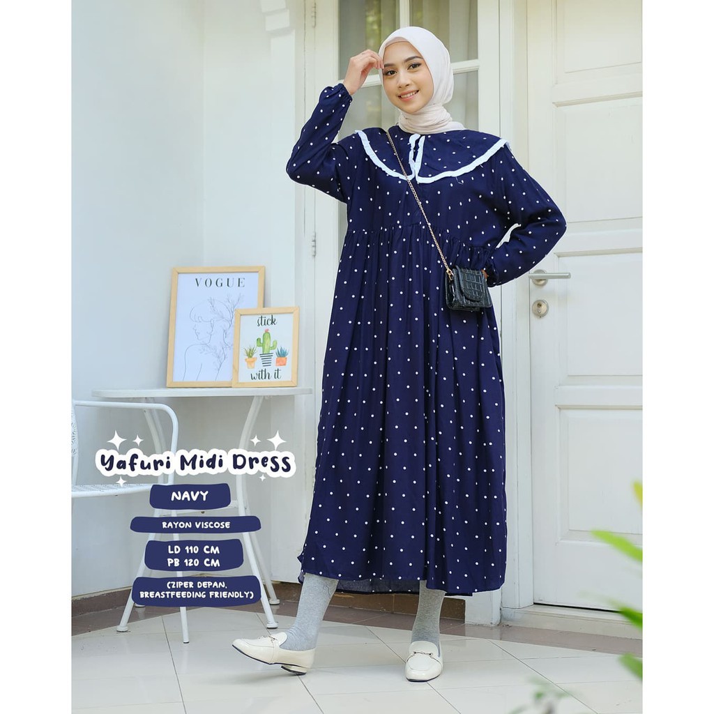 (1KG MUAT 5PCS) SAWDEY MIDI DRESS // MIDI RAYON VISCOSE //MIDI MODEL COLLAR //MIDI REMPEL//GAMIS REM