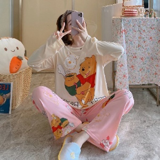 COMFIT STORE PJ3 PP Setelan Piyama Wanita Jumbo Tangan Panjang Celana oversize Baju Tidur Dewasa Import Korea