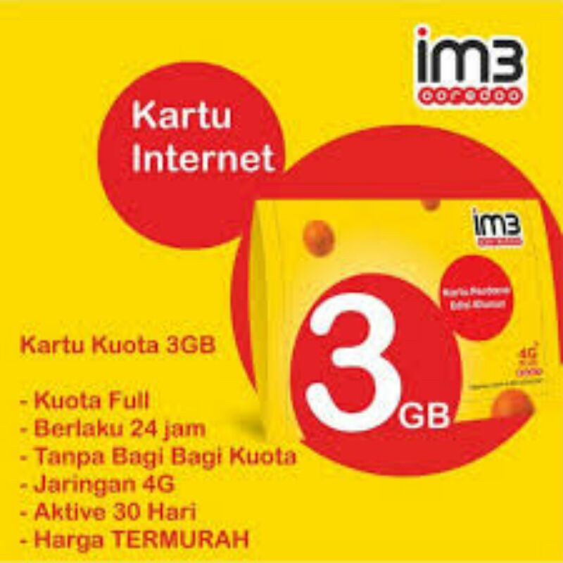 perdana indosat 3gb ori jateng  jabar