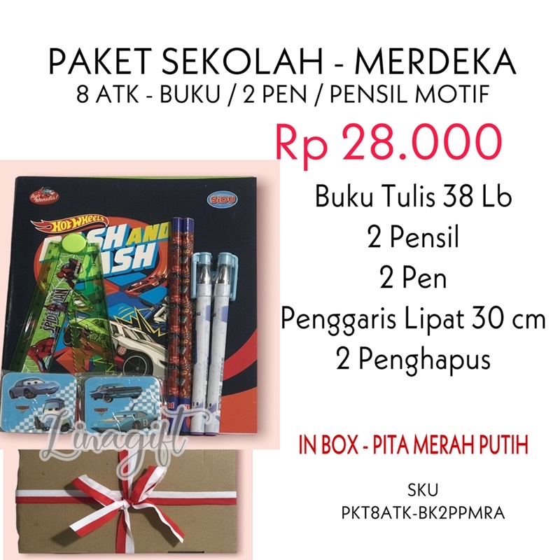 ( Set Sekolah Merdeka ) HADIAH LOMBA 17 AGUSTUS  DIRGAHAYU HUT RI / ALAT TULIS SEKOLAH LENGKAP