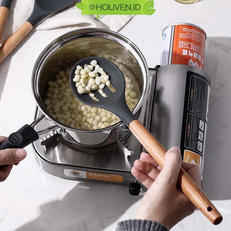Holiven Spatula Sutil Sodet Capitan Jepitan Scraper Whisk Sendok Utensil Centong Alat Masak Dapur-4