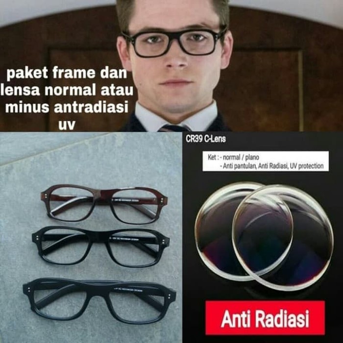 Dijual kacamata frame kingsman promo paket lensa antiradiasi uv Murah