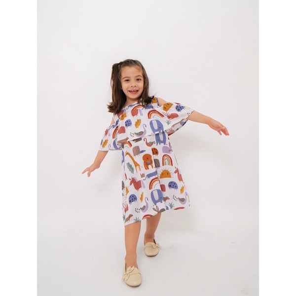 Yobebee Emily Dress Rayon Anak Perempuan Usia 2 3 4 6 7 Tahun Baju Blouse Korea Gaun Babydoll Daster Kids Motif Bunga Karakter Katun Lembut Model Baju Casual Harian Main Santai Anak Cewek