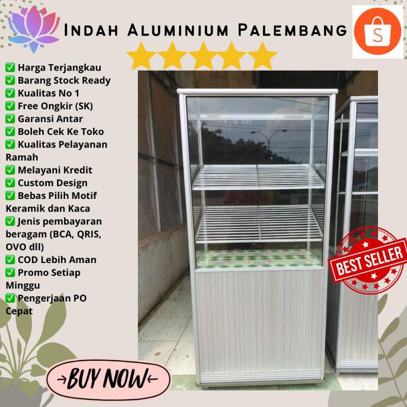 ETALASE FRIED CHICKEN (FREE RODA) ALUMINIUM MURAH PALEMBANG