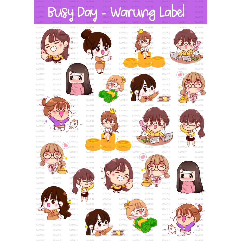 

Sticker Busy Day - Sticker Deco - Bullet Journal - Sticker murah - Planner - Sticker lucu