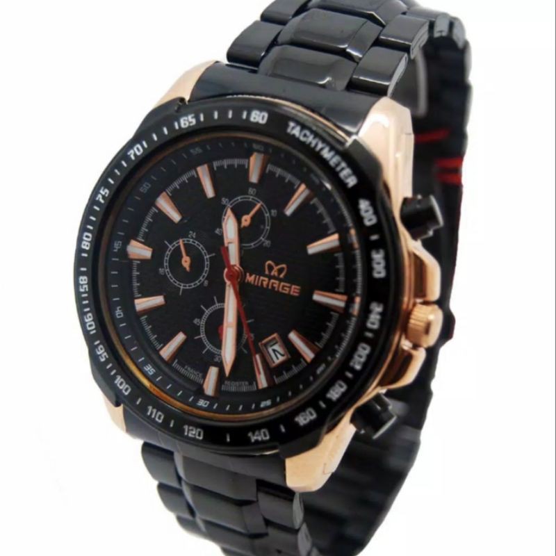 jam tanggan pria:MIRAGE M8305BSP-Lhitam rosegold~ORIGINAL WATER REDISTANT~TGL~STAINLEES