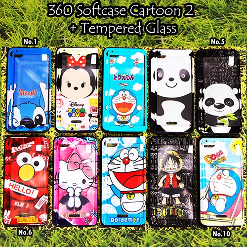 Case 360 Softcase Cartoon New + TG for Samsung/Xiaomi/Vivo/Oppo