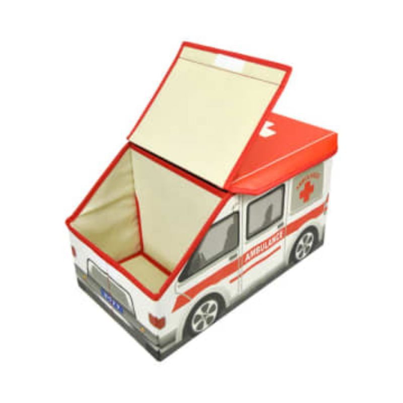 Krishome Kotak Penyimpanan Ottoman Kids Vehicle - Merah
