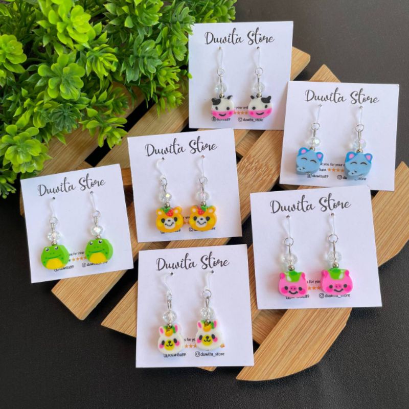 HANDMADE ANTING ANAK/DEWASA KAITAN PLASTIK MOTIF BINATANG-2