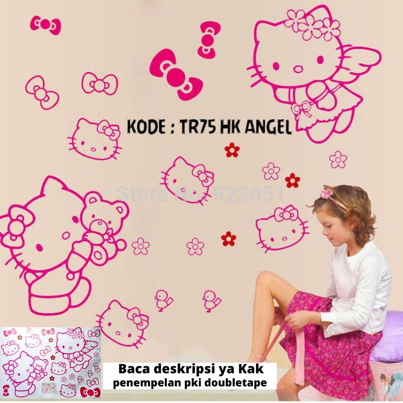 GD STIKER STICKER WALL SETIKER DINDING HELLO KITTY HK ANGEL WALLSTICKER WALLSTIKER DEKORASI TEMBOK HELO KITY PINK DECOR RUANG KAMAR TIDUR ANAK ANAK CEWEK PEREMPUAN KARTUN LUCU KEKINIAN WALLPAPER WALPAPER WELPEPER PAPER WALSTICKER HELLO K