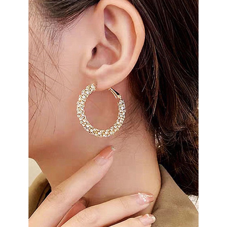 Anting Hoop 925 Sterling Silver Lapis Emas 14K Hias Kubik Zirkonia Warna-Warni Untuk Wanita