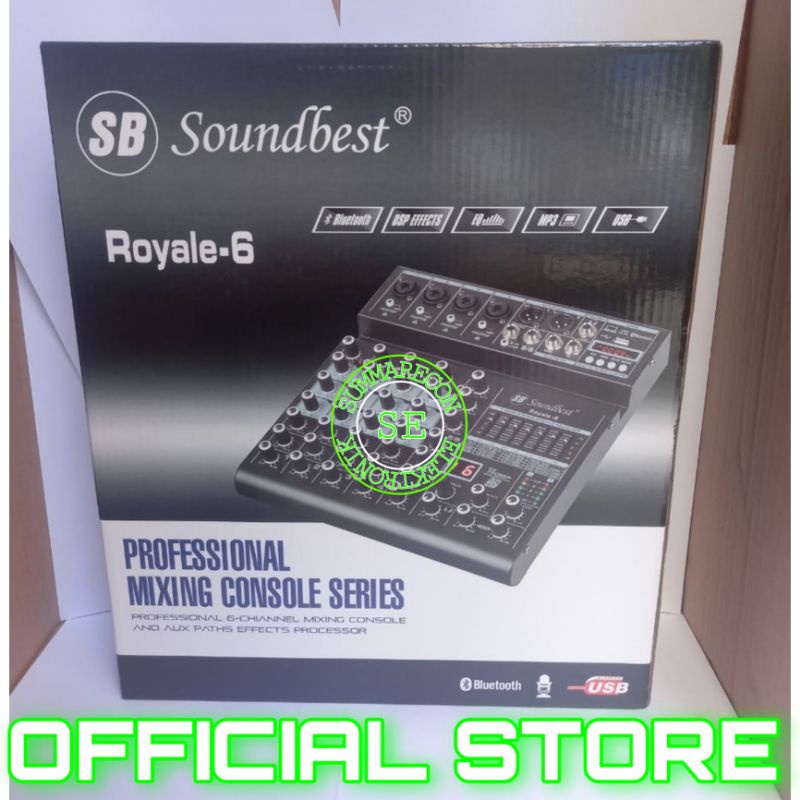 mixer audio 6 channel original soundbest royale 6 bluetooth usb recording