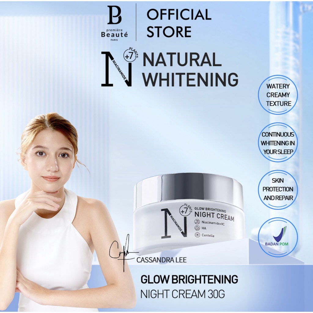 Premiere Beaute Luminous White Glow Brightening Night Cream 30g | Krim Malam