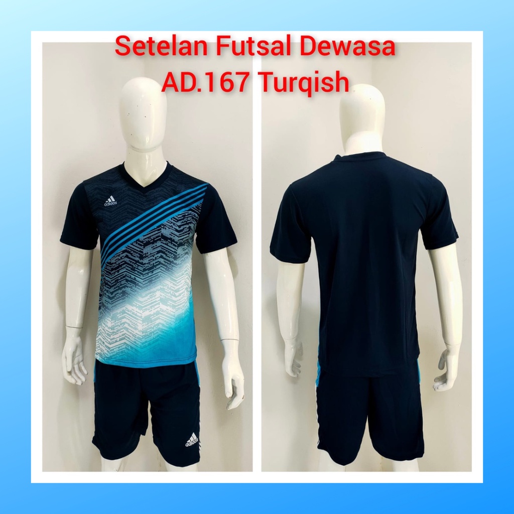 jersey futsal pria kaos sepak bola baju dan celana setelan wanita dewasa t-shirt outfit seragam jarsey kostum olahraga pakaian apparel print sport jersy soccer casual jersi suit AD167 turqis