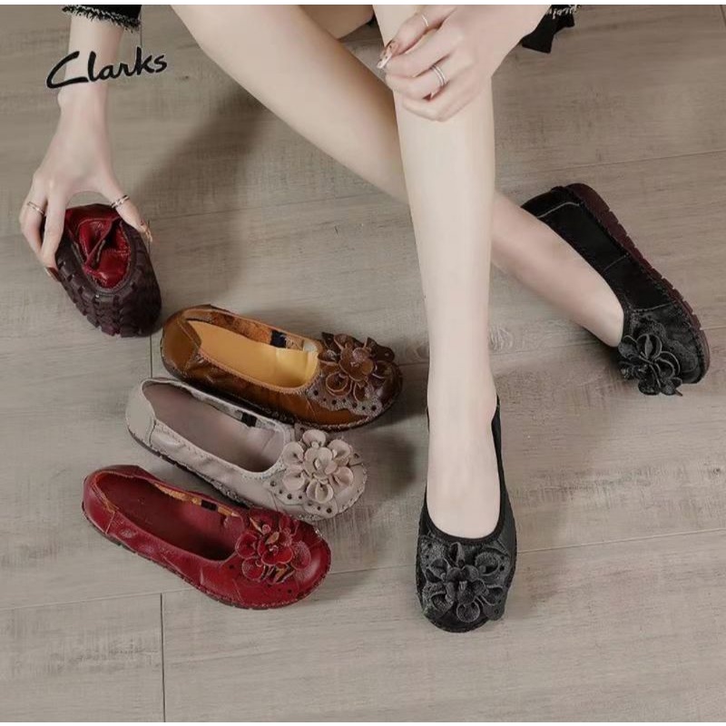 Clarks KD-1178 flowers kulit sapi asli 100%