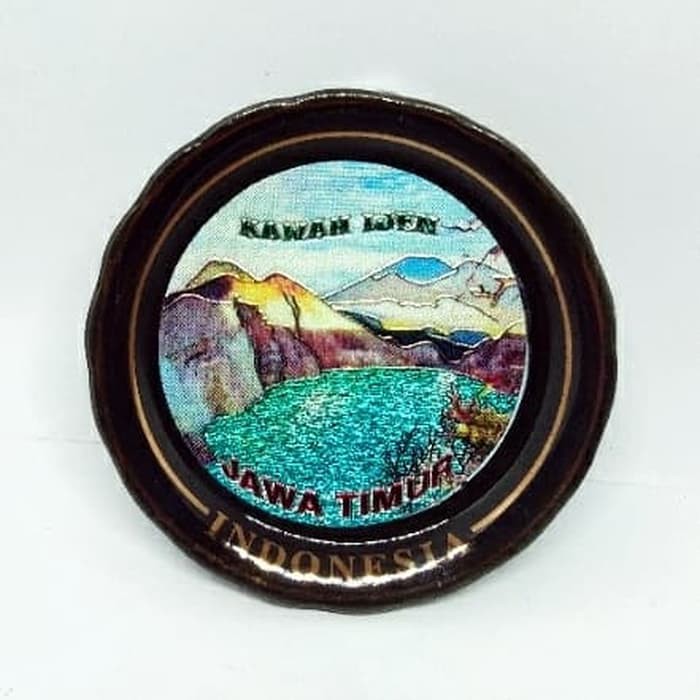 Souvenir magnet kulkas keramik Kawah Ijen Jawa Timur oleh Indonesia
