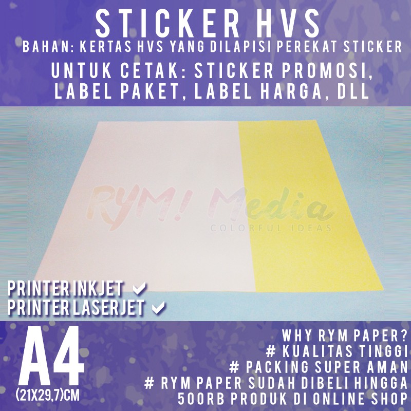 

MilL 500 Lembar Sticker HVS A4 / Kertas Stiker Matte Doff A4 1 Rim